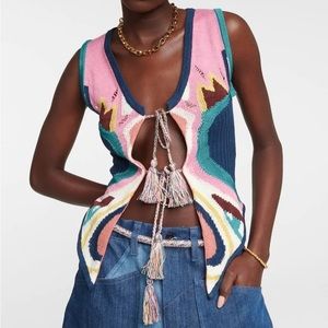 ETRO boho butterfly intarsia knit vest